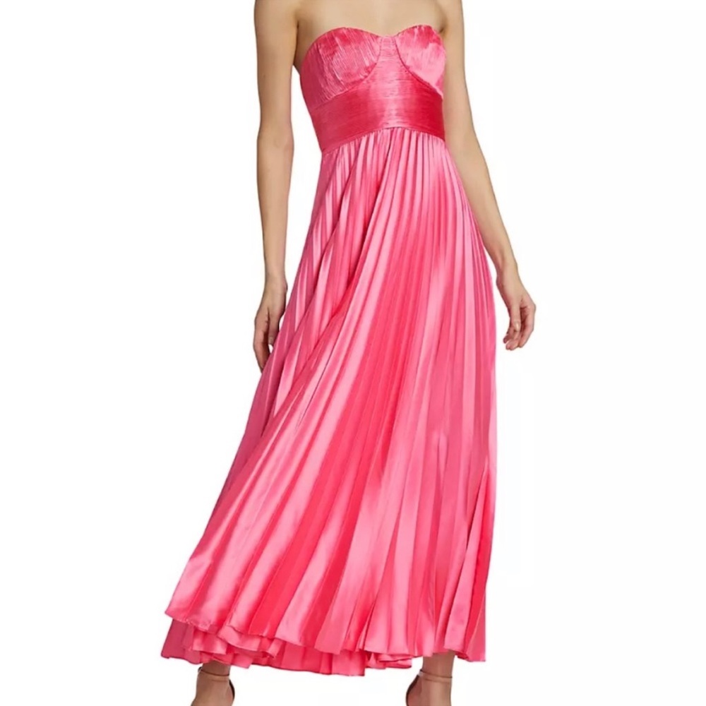 AMUR NWT Kin Pink Strapless Pleated Midi Valentine’s Prom Dress Size 12